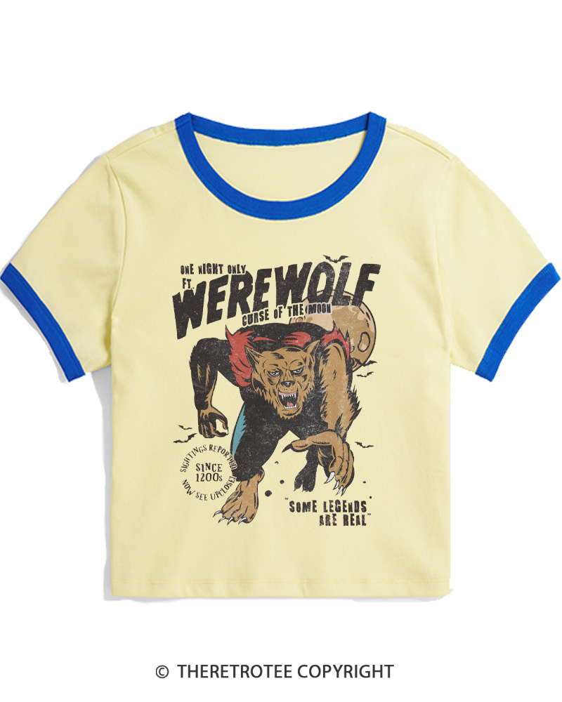 TheRetroTee Werewolf 1970s Women Ringer T-shirt