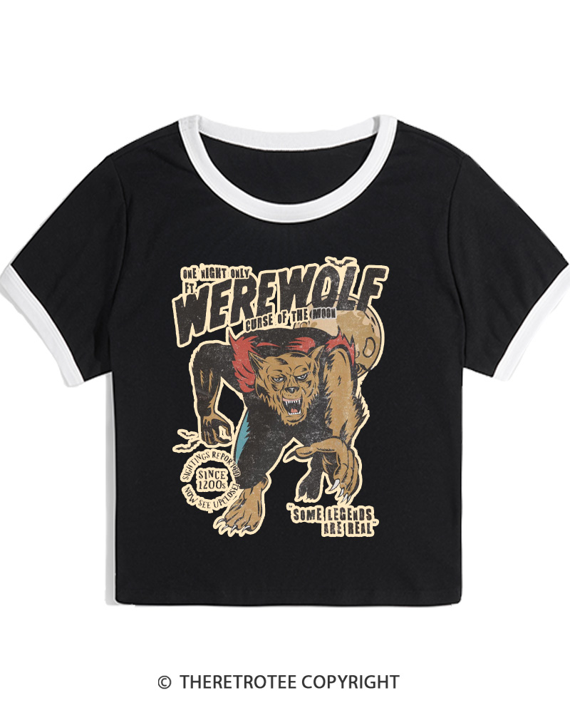 TheRetroTee Werewolf 1970s Women Ringer T-shirt
