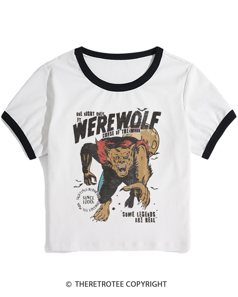 TheRetroTee Werewolf 1970s Women Ringer T-shirt