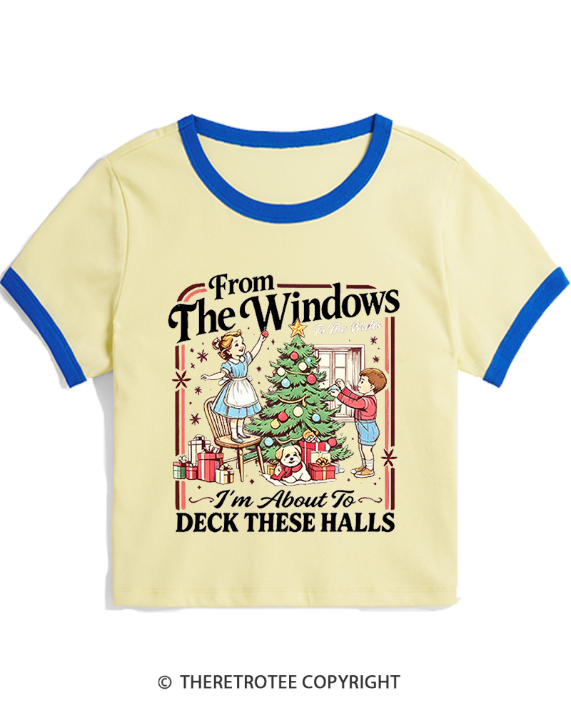 TheRetroTee From The Windows to the Walls 1960s Christmas Women Ringer T-shirt