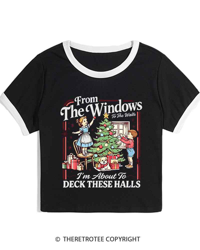 TheRetroTee From The Windows to the Walls 1960s Christmas Women Ringer T-shirt