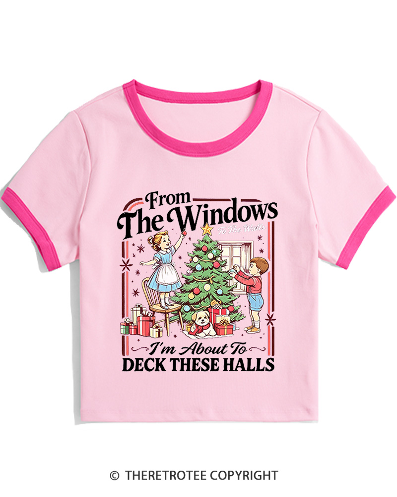 TheRetroTee From The Windows to the Walls 1960s Christmas Women Ringer T-shirt