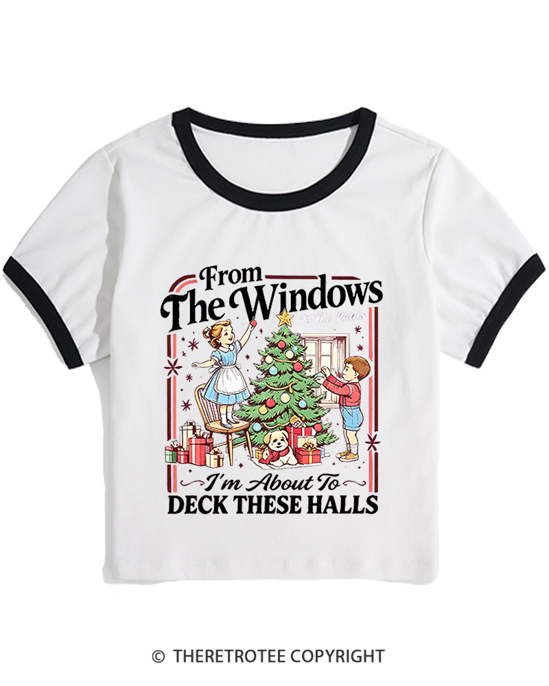 TheRetroTee From The Windows to the Walls 1960s Christmas Women Ringer T-shirt