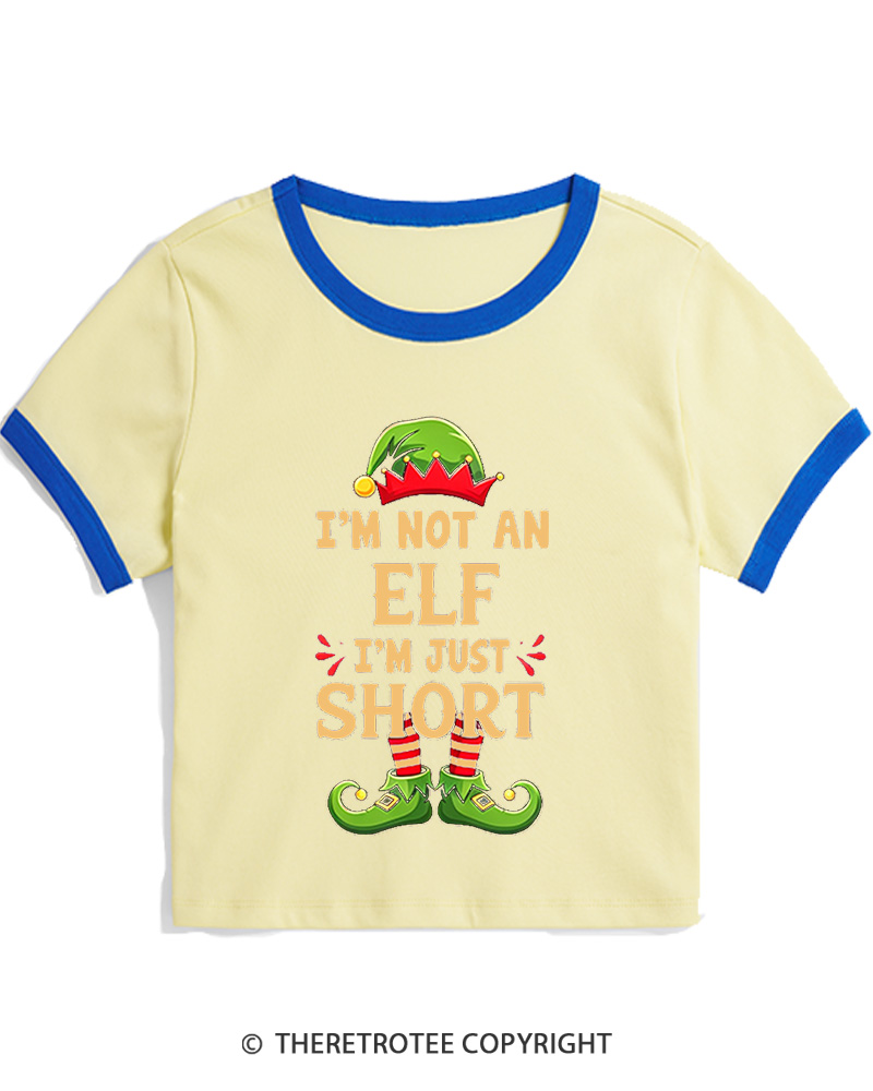 TheRetroTee I’m Just Short Christmas Women Ringer T-shirt