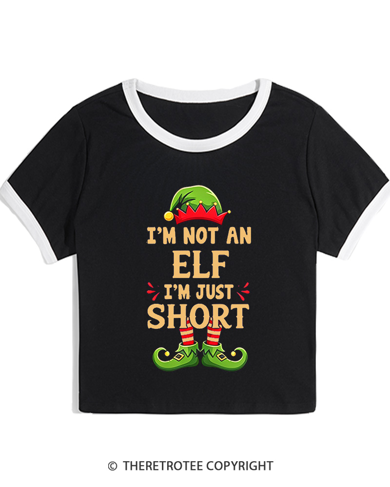 TheRetroTee I’m Just Short Christmas Women Ringer T-shirt