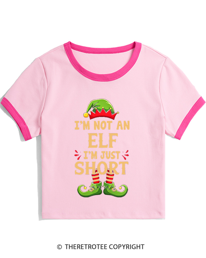 TheRetroTee I’m Just Short Christmas Women Ringer T-shirt