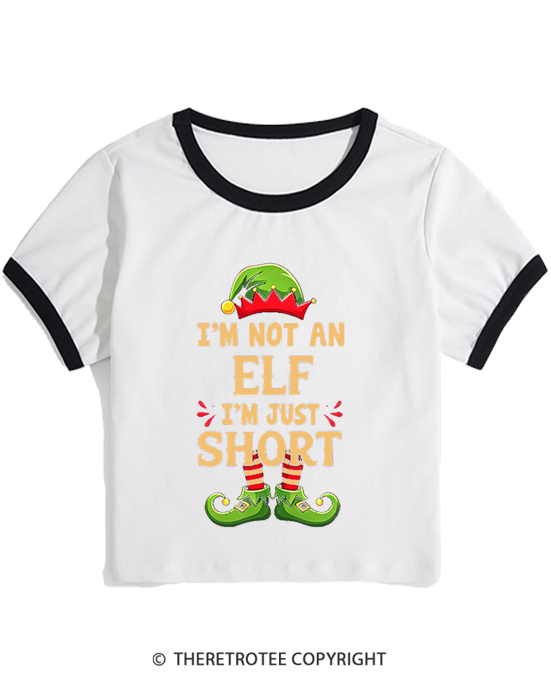 TheRetroTee I’m Just Short Christmas Women Ringer T-shirt