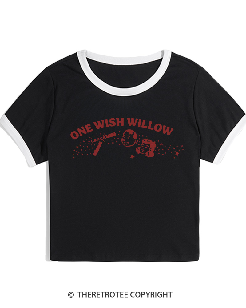 TheRetroTee One Wish Willow Vintage Women Ringer T-shirt