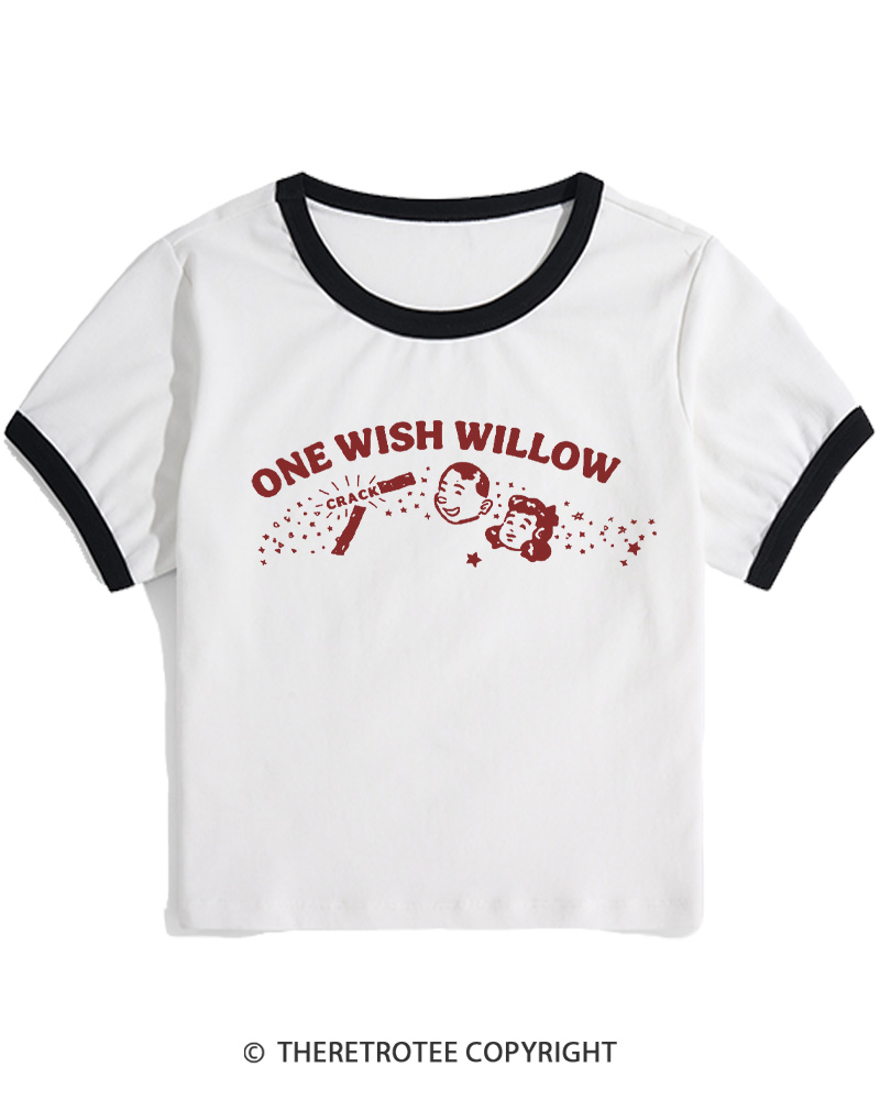 TheRetroTee One Wish Willow Vintage Women Ringer T-shirt