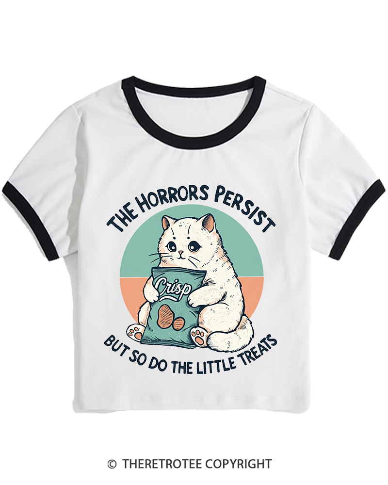 TheRetroTee The Horrors Persist 1990s Women's Ringer T-shirt