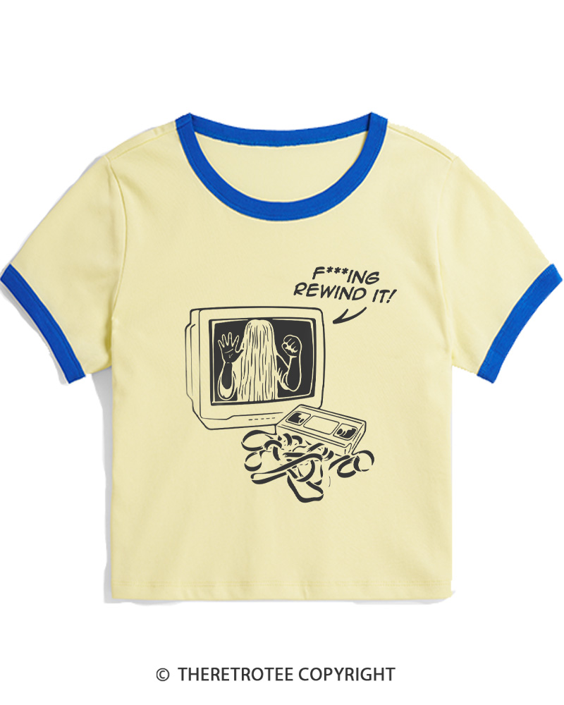 TheRetroTee FIng Rewind It 1980s Women Ringer T-shirt