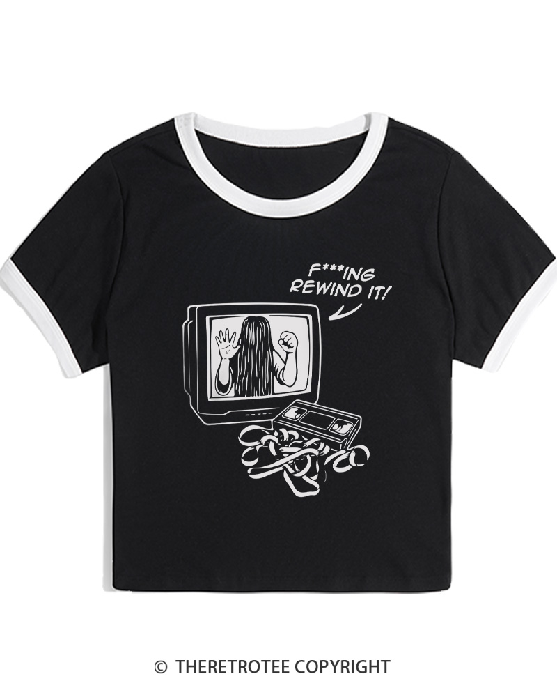 TheRetroTee FIng Rewind It 1980s Women Ringer T-shirt