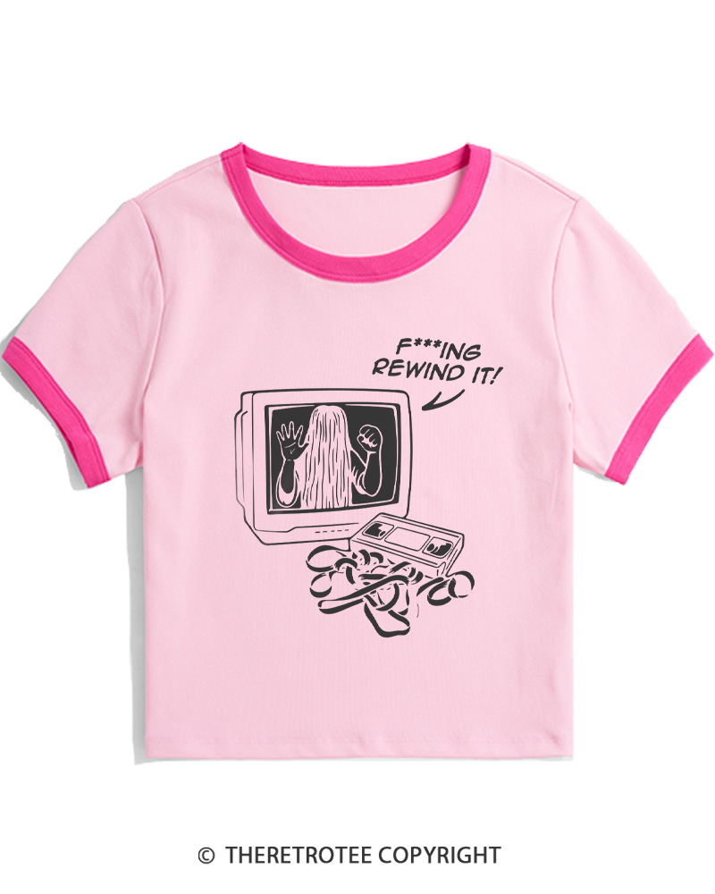 TheRetroTee FIng Rewind It 1980s Women Ringer T-shirt