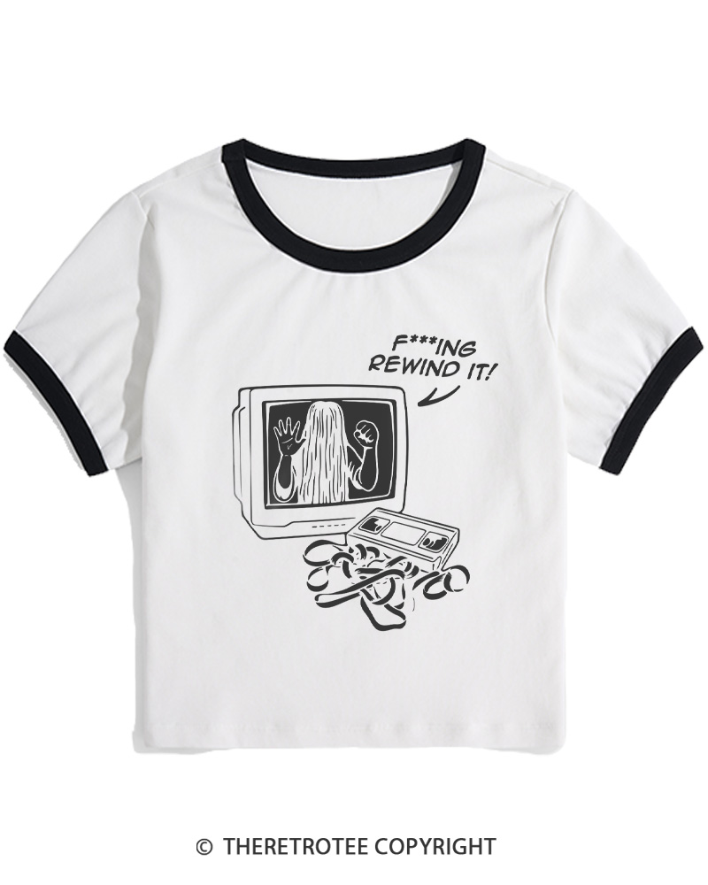 TheRetroTee FIng Rewind It 1980s Women Ringer T-shirt