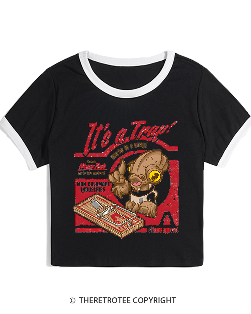 TheRetroTee It's a Trap 1980s Women's Ringer T-shirt