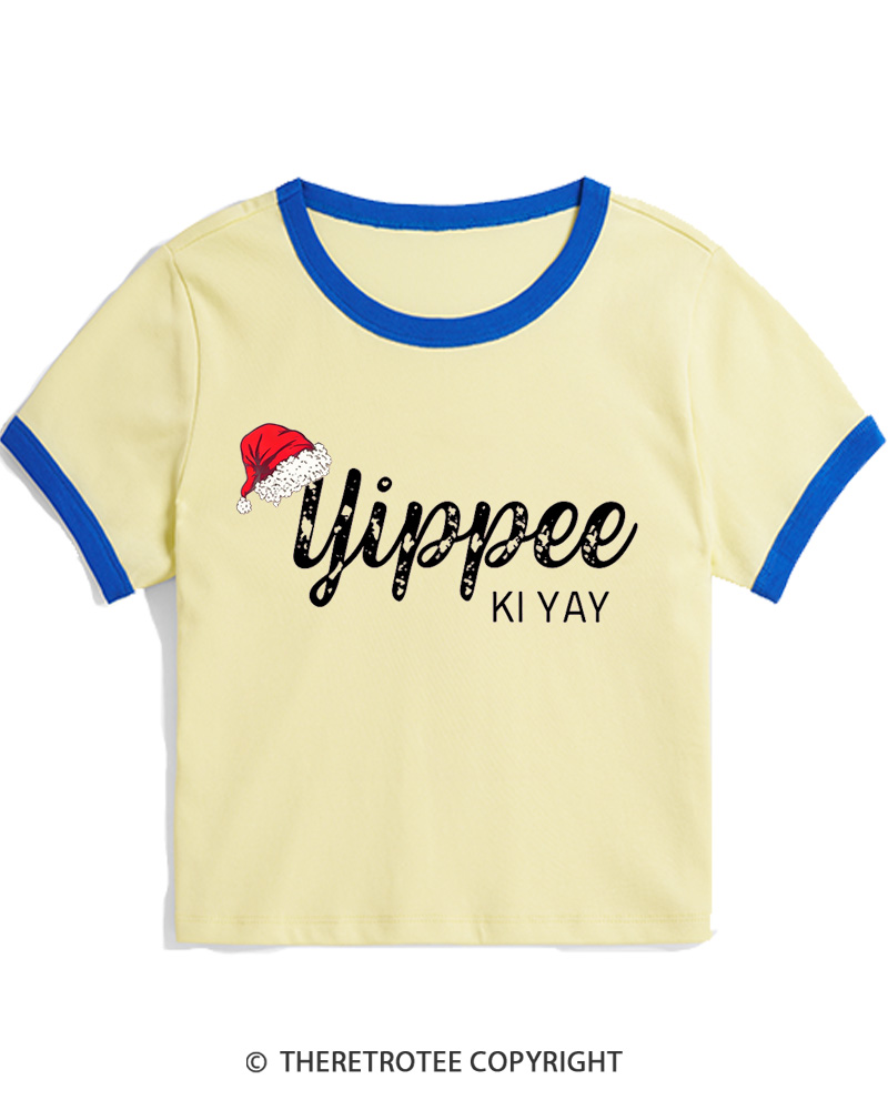 TheRetroTee Yippee Ki Yay 1980s Christmas Women Ringer T-shirt
