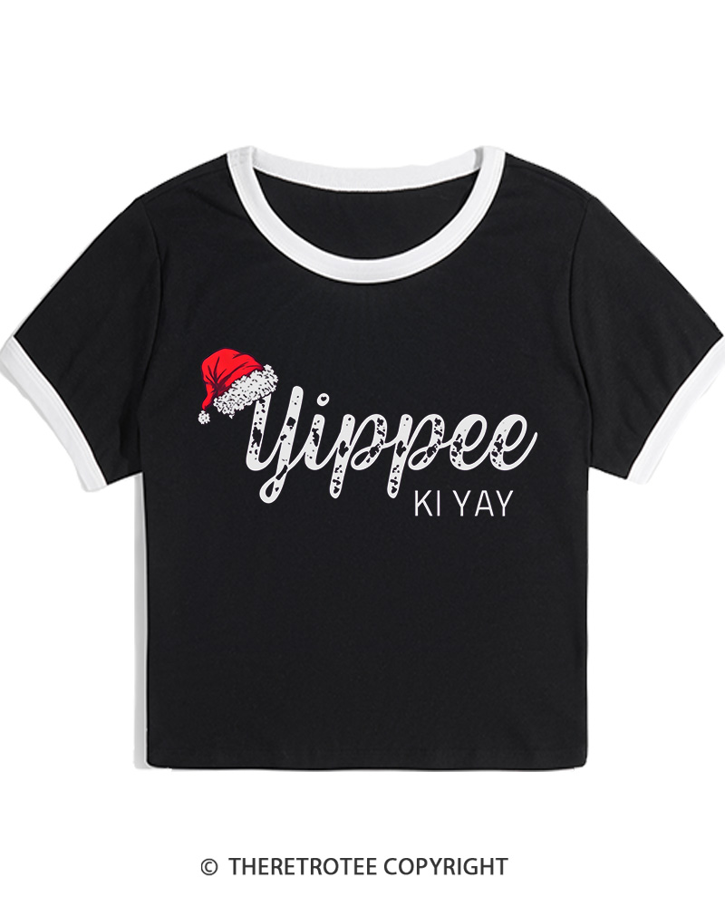 TheRetroTee Yippee Ki Yay 1980s Christmas Women Ringer T-shirt
