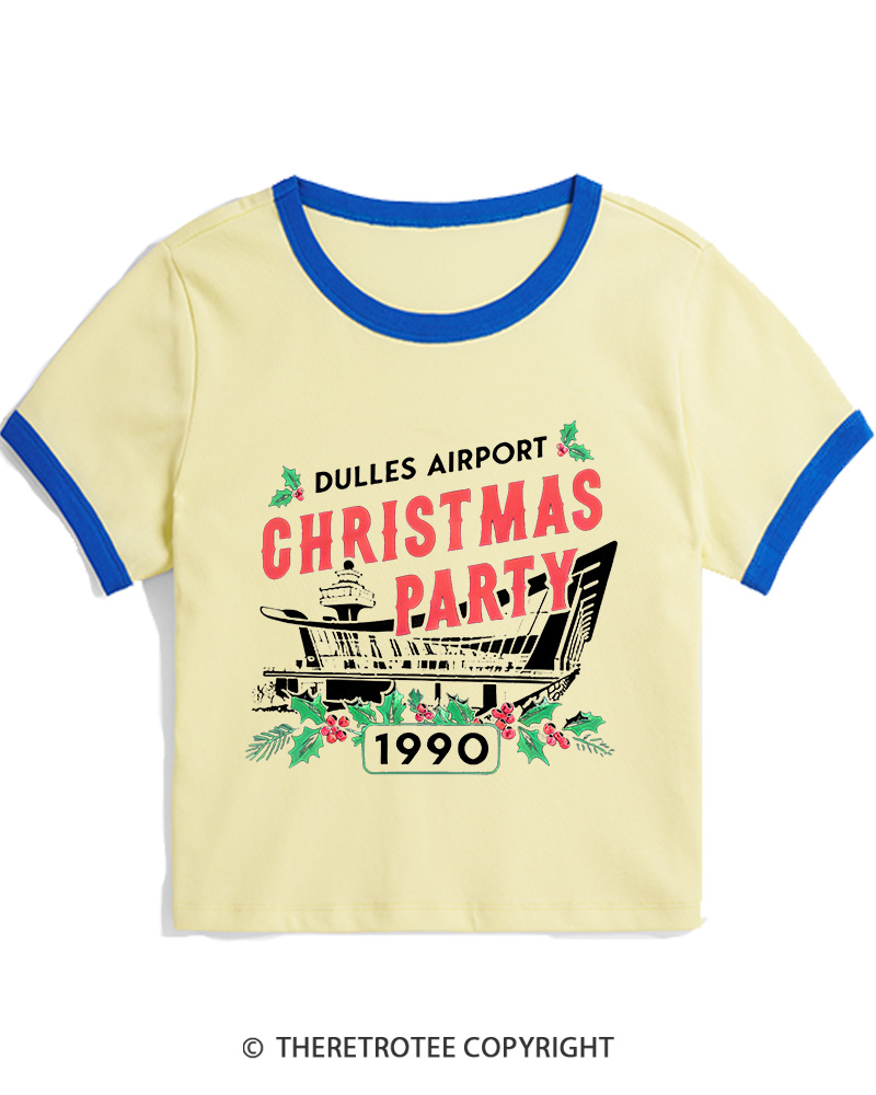 TheRetroTee Christmas Party 1990s Christmas Women Ringer T-shirt