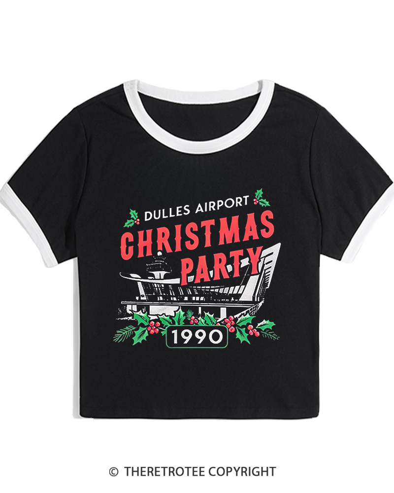TheRetroTee Christmas Party 1990s Christmas Women Ringer T-shirt