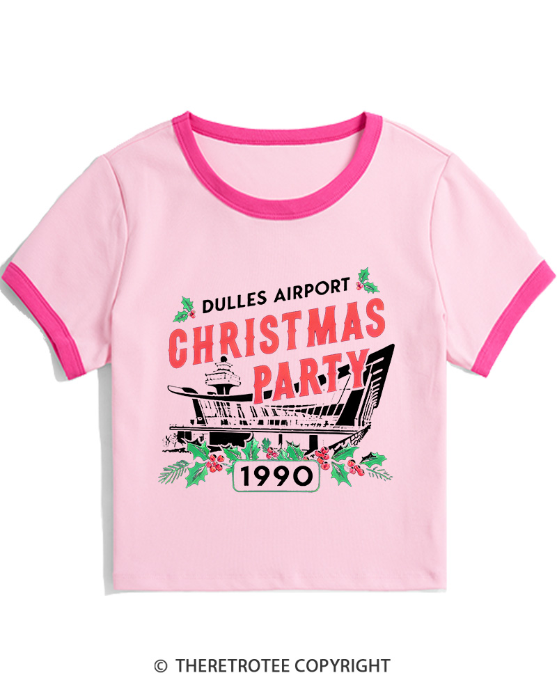 TheRetroTee Christmas Party 1990s Christmas Women Ringer T-shirt
