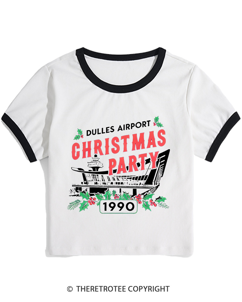 TheRetroTee Christmas Party 1990s Christmas Women Ringer T-shirt