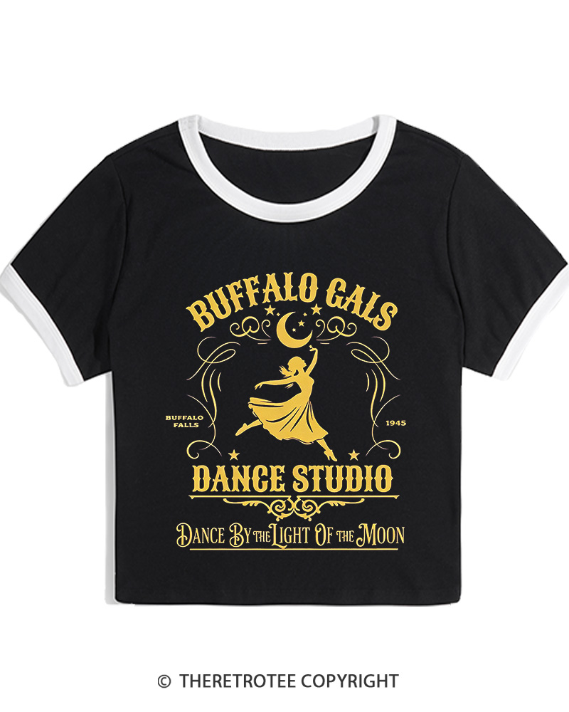 TheRetroTee Dance By The Light Of The Moon 1940s Christmas Women Ringer T-shirt