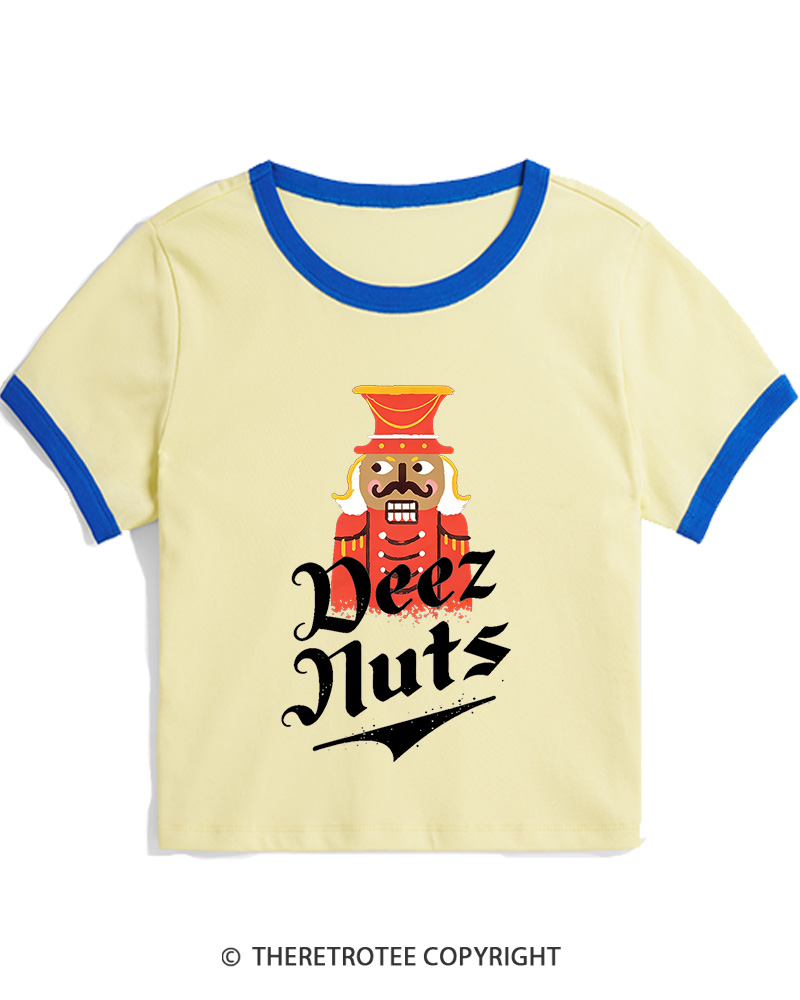 TheRetroTee Deez Nuts 1990s Christmas Women Ringer T-shirt