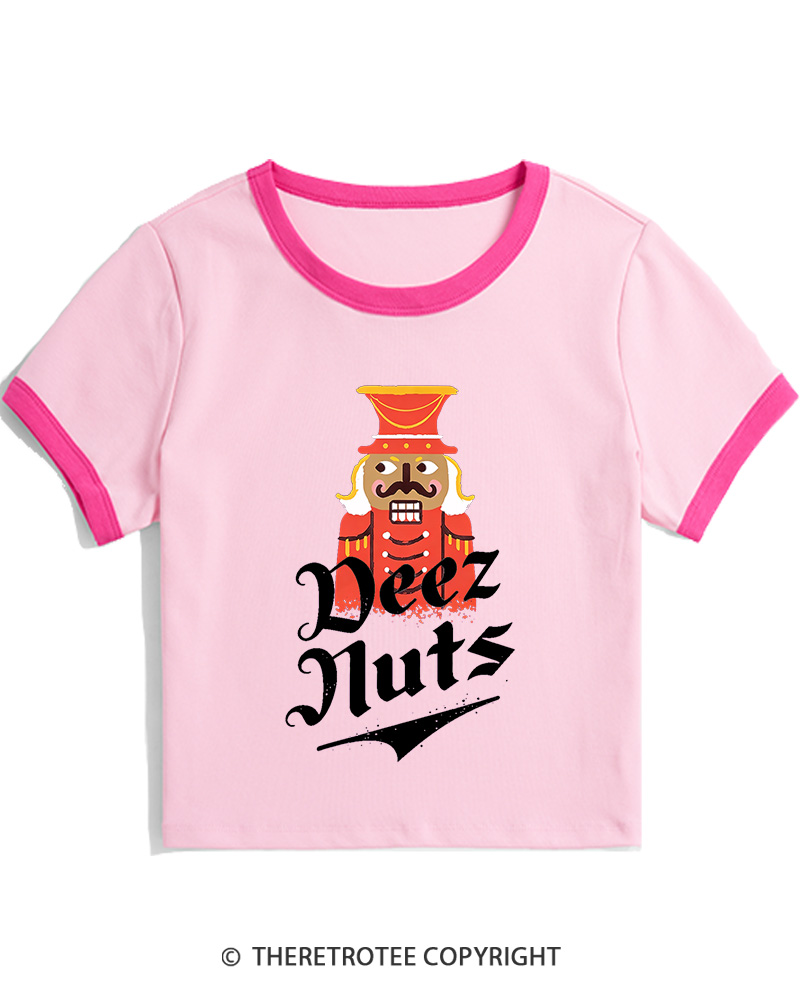 TheRetroTee Deez Nuts 1990s Christmas Women Ringer T-shirt