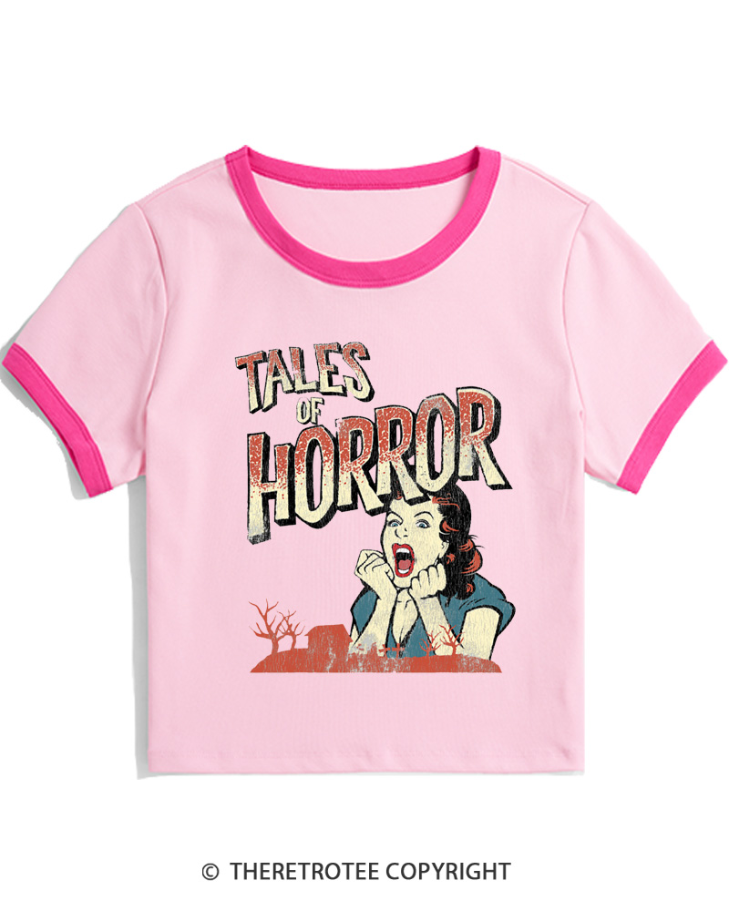 TheRetroTee Horror Movie 1950s Women Ringer T-shirt