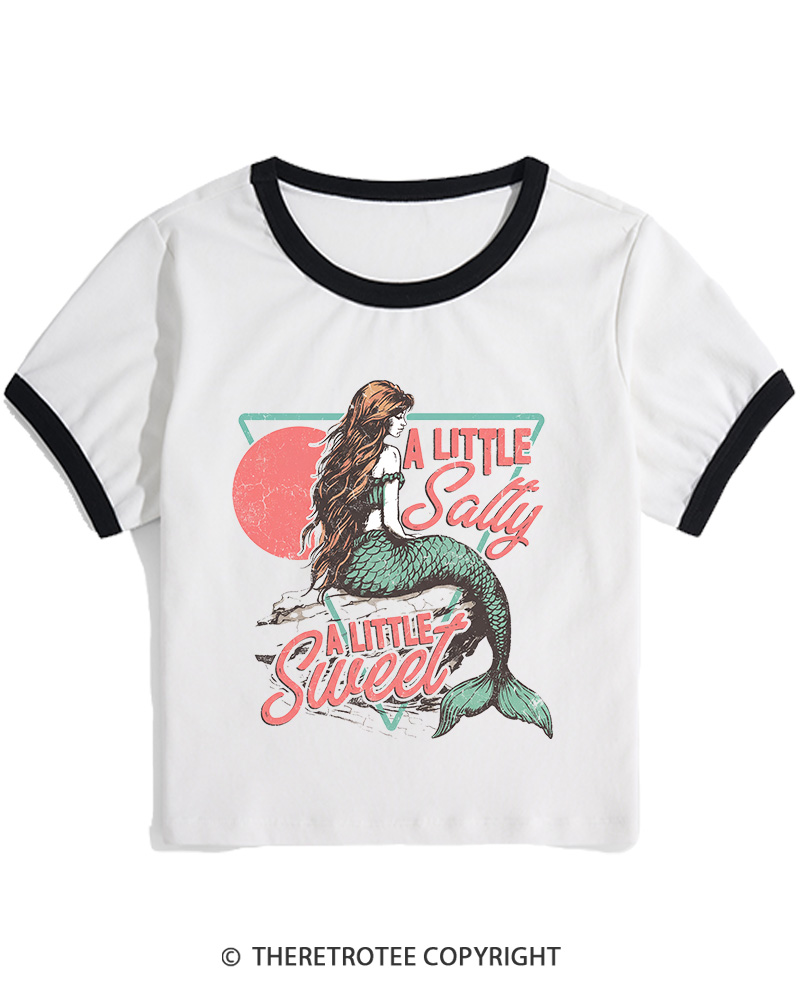 TheRetroTee A Little Salty a Little Sweet Women's Ringer T-shirt
