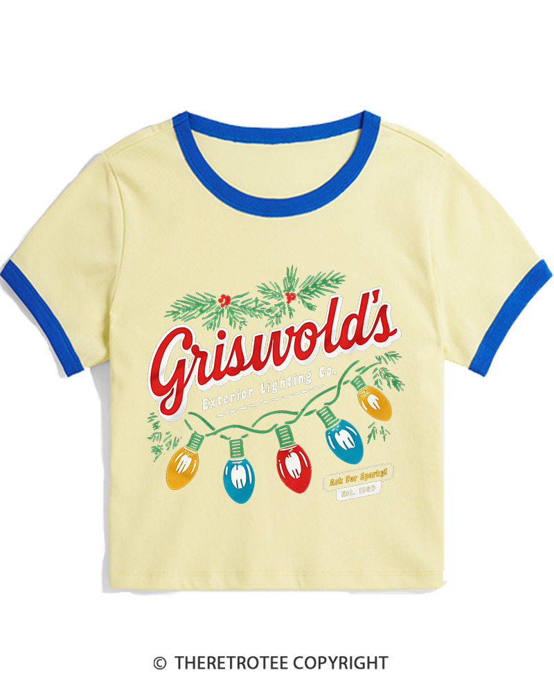 TheRetroTee Exterior Lighting 1980s Christmas Women Ringer T-shirt