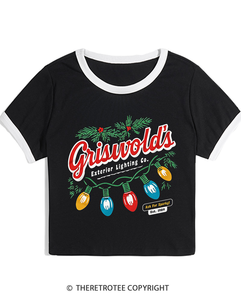 TheRetroTee Exterior Lighting 1980s Christmas Women Ringer T-shirt