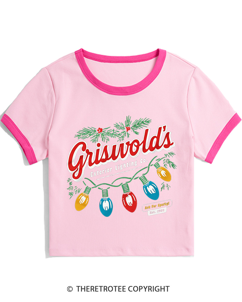TheRetroTee Exterior Lighting 1980s Christmas Women Ringer T-shirt