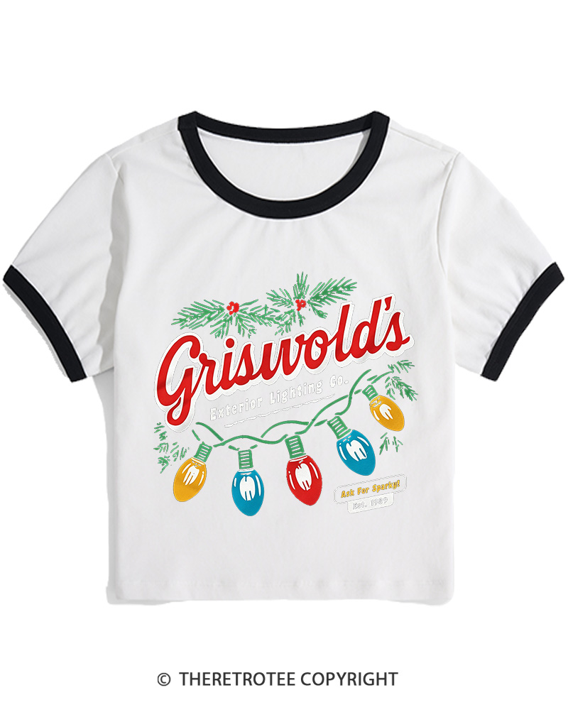 TheRetroTee Exterior Lighting 1980s Christmas Women Ringer T-shirt