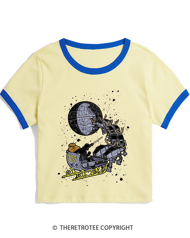 TheRetroTee Galaxy's Edge1980s Christmas Women Ringer T-shirt