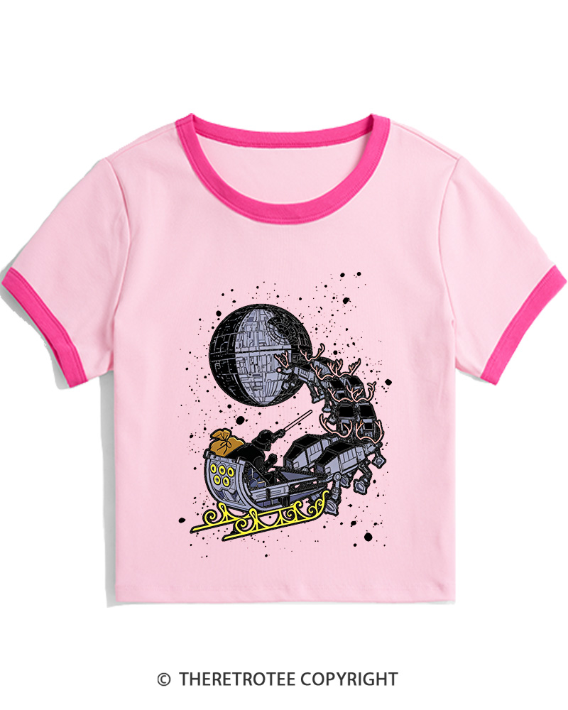 TheRetroTee Galaxy's Edge1980s Christmas Women Ringer T-shirt