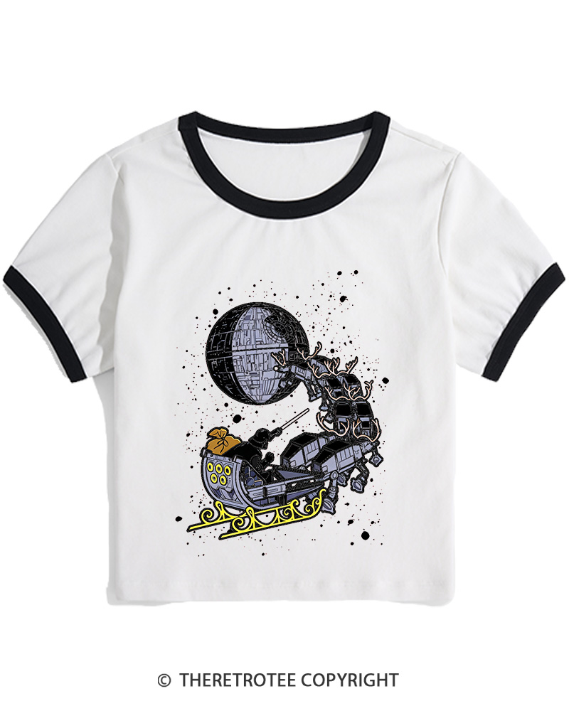 TheRetroTee Galaxy's Edge1980s Christmas Women Ringer T-shirt