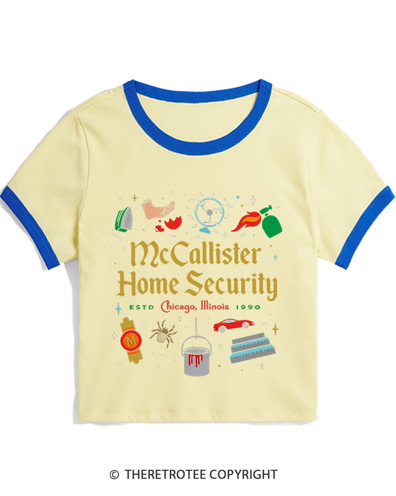 TheRetroTee Home Security 1990s Christmas Women Ringer T-shirt