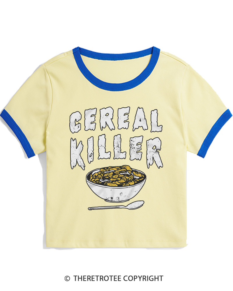 TheRetroTee Cereal Killer 1980s Women Ringer T-shirt