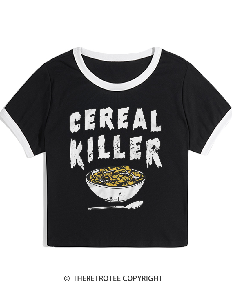 TheRetroTee Cereal Killer 1980s Women Ringer T-shirt