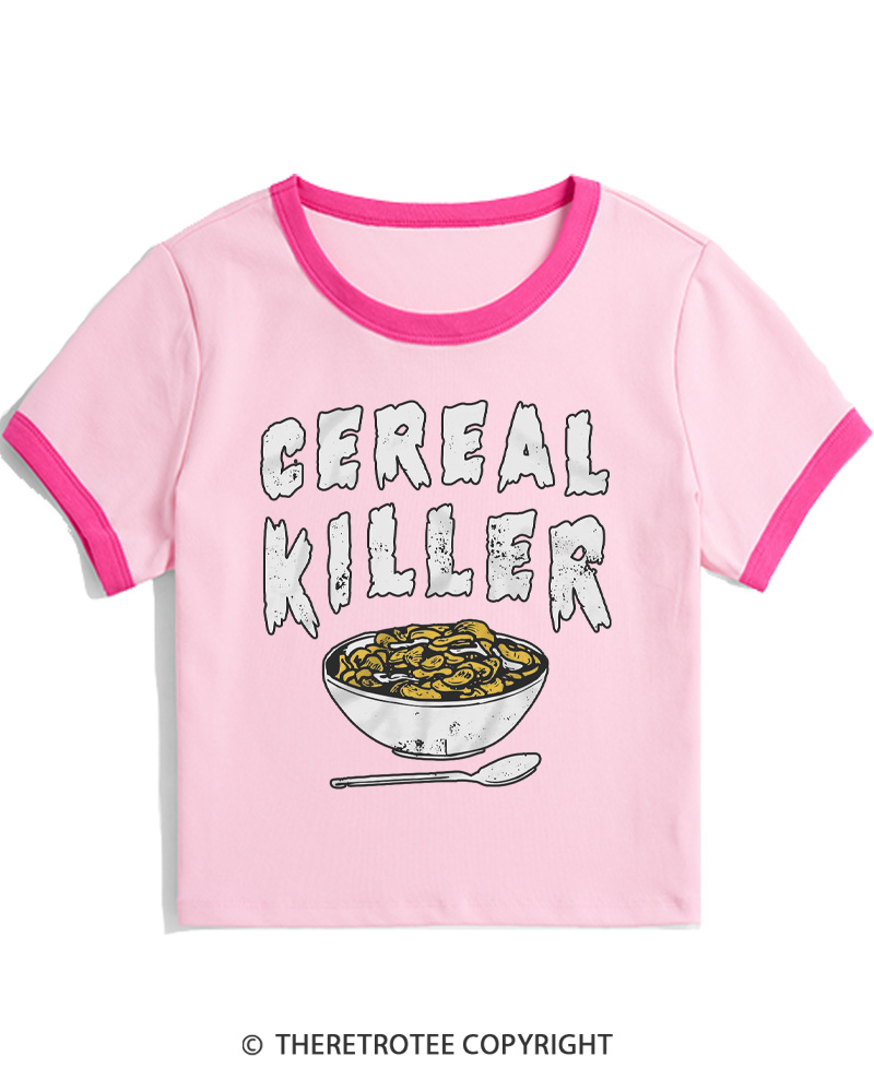 TheRetroTee Cereal Killer 1980s Women Ringer T-shirt