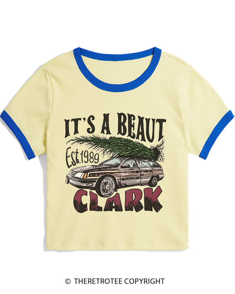 TheRetroTee It’s A Beaut Clark 1980s Christmas Women Ringer T-shirt
