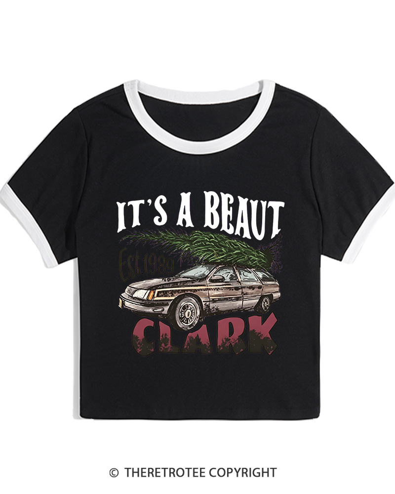 TheRetroTee It’s A Beaut Clark 1980s Christmas Women Ringer T-shirt