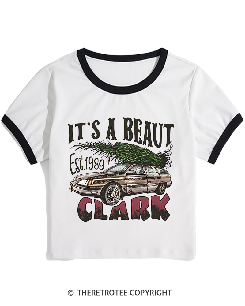 TheRetroTee It’s A Beaut Clark 1980s Christmas Women Ringer T-shirt