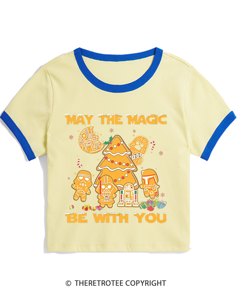 TheRetroTee May The Magic Be With You1980s Christmas Women Ringer T-shirt