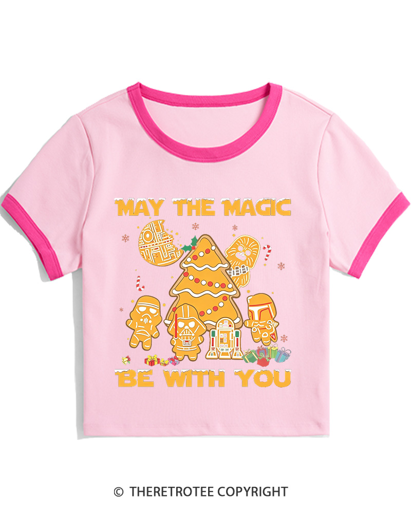 TheRetroTee May The Magic Be With You1980s Christmas Women Ringer T-shirt