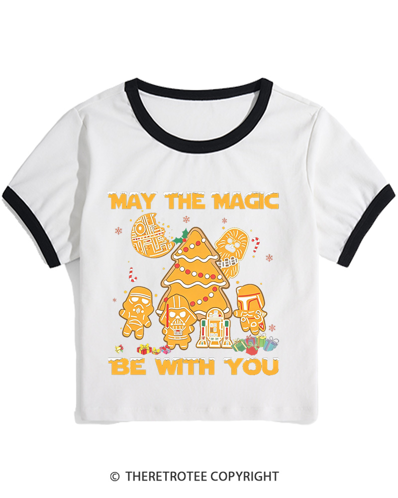 TheRetroTee May The Magic Be With You1980s Christmas Women Ringer T-shirt
