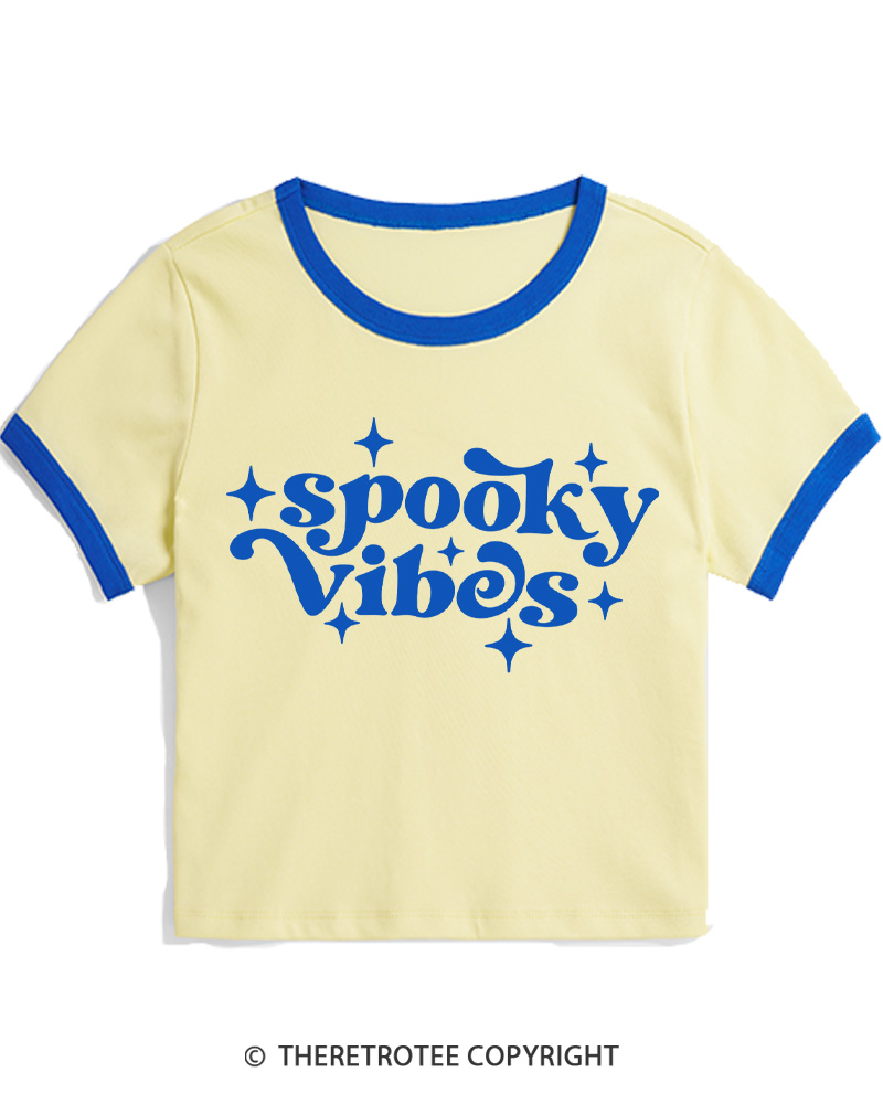 TheRetroTee Spooky Vibes 1980s Women Ringer T-shirt