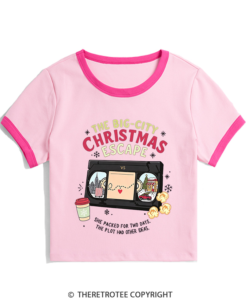 TheRetroTee The Big-City Christmas Escape 1990s Christmas Women Ringer T-shirt