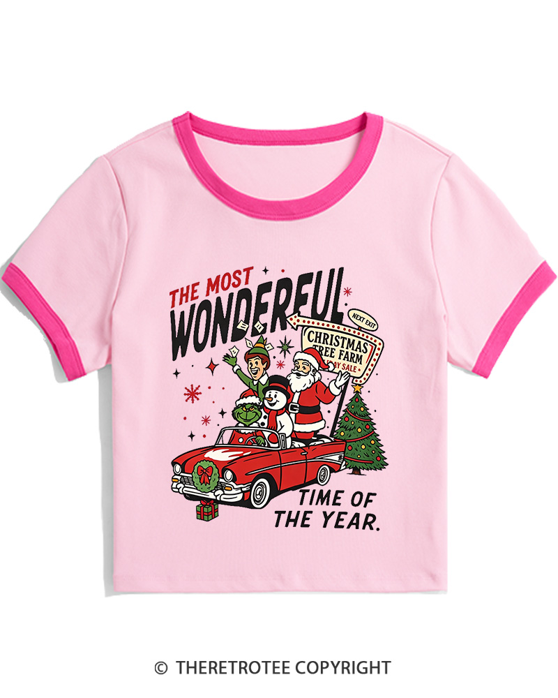TheRetroTee The Most Wonderful Time Of The Year 1960s Christmas Women Ringer T-shirt